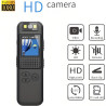 Mini caméra corporelle portable 1080P avec clip magnétique, objectif rotatif à 180° 128 Go jusqu'à 7 h d'enregistrement et lumiè