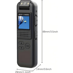 Mini caméra corporelle portable 1080P avec clip magnétique, objectif rotatif à 180° 128 Go jusqu'à 7 h d'enregistrement et lumiè