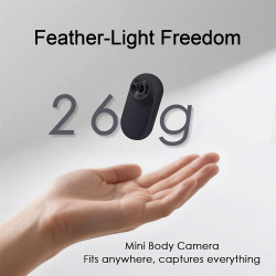 Camera Portable Miniature 32GB Carte Incluse, Léger 26g Mini Caméra Sport pour Vélo, Casque Moto et Ski, POV Camera Pieton avec 