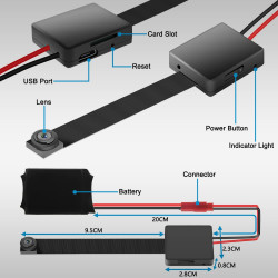 HGYGHO 64GB Mini Caméra, 1080P DIY Petite Caméra Vidéo avec 2000mAh Batterie, 11 Heures d'autonomie Mini Caméras de Surveillance