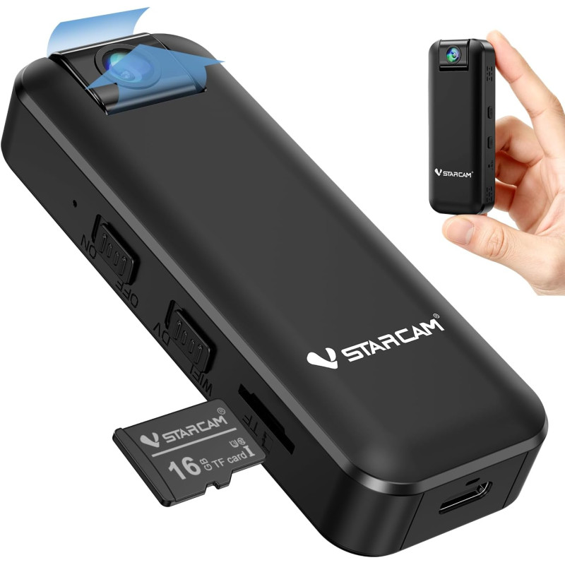 VSTARCAM Caméra portable 2K avec batterie rechargeable pour casque, poitrine et sécurité