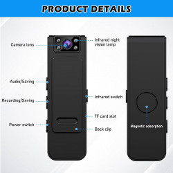 Petite caméra avec enregistrement et vidéo, mini caméra, petite caméra, caméra corporelle, mini caméra de surveillance 1080p HD,