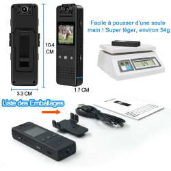Mini Camera, 1080P HD & 120° Grand Angle Camera Pieton avec Objectif Rotatif 180°, Vision Nocturne Automatique & Détection de Mo