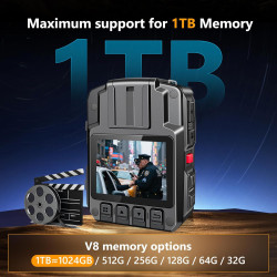 CAMMHD 4K Camera Pieton V8-512GB 4400mAh 2 Batteries Fonctionnant 14 Heures 2160P Caméra Corporelle IP68 H.265 avec Enregistreme