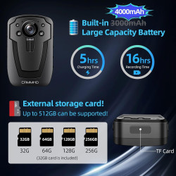 CAMMHD 1296P Body Cam C8-32G 12-16 Heures IP67 avec Enregistrement Portable Caméra Piéton Vision Nocturne Imperméable Police Bod