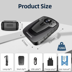 CAMMHD 1296P Body Cam C8-32G 12-16 Heures IP67 avec Enregistrement Portable Caméra Piéton Vision Nocturne Imperméable Police Bod