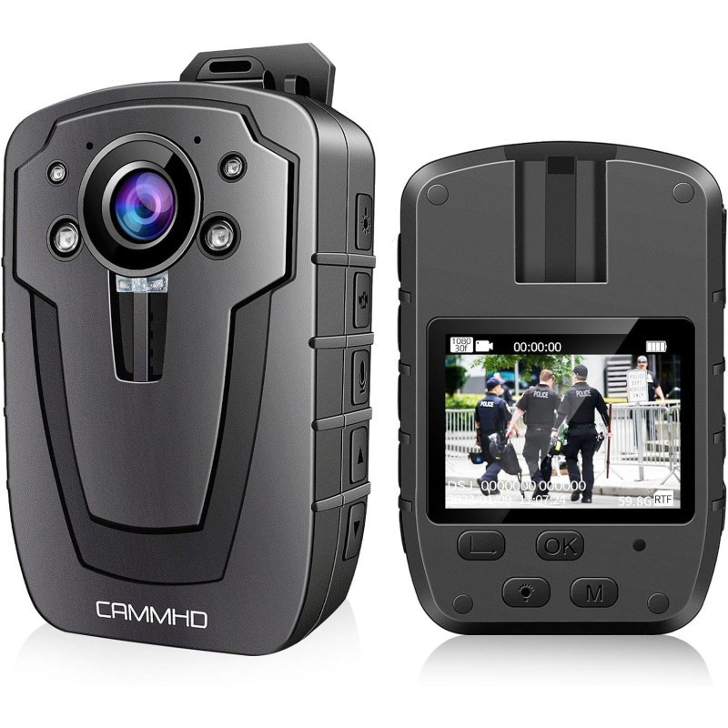 CAMMHD 1296P Body Cam C8-64G 12-16 Heures IP67 avec Enregistrement Portable Caméra Piéton Vision Nocturne Imperméable Police Bod