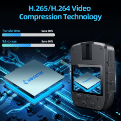 CAMMHD 1296P Body Cam C8-64G 12-16 Heures IP67 avec Enregistrement Portable Caméra Piéton Vision Nocturne Imperméable Police Bod