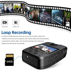 CAMMHD 1296P Body Cam C8-64G 12-16 Heures IP67 avec Enregistrement Portable Caméra Piéton Vision Nocturne Imperméable Police Bod
