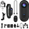 Générique Caméra d'action au Pouce, Caméra avec Clip Magnétique et 360, C-améras avec Enregistrement Vidéo, Étanche C-améra d'ac