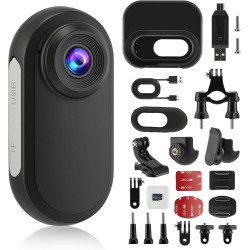 Caméra Corporelle Portable 1080P avec 128 Go de Mémoire, Mini Camera Sport avec Clip Magnétique, Idéale comme Camera Moto pour V