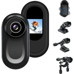 LXMIMI Mini Caméra d'action, Caméra pour Casque de Moto 120° avec Écran de 0,59 Pouces, Caméra d'action avec Vision Nocturne Aut
