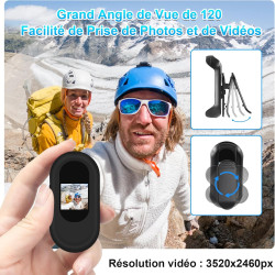 LXMIMI Mini Caméra d'action, Caméra pour Casque de Moto 120° avec Écran de 0,59 Pouces, Caméra d'action avec Vision Nocturne Aut