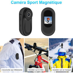 LXMIMI Mini Caméra d'action, Caméra pour Casque de Moto 120° avec Écran de 0,59 Pouces, Caméra d'action avec Vision Nocturne Aut