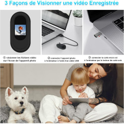 LXMIMI Mini Caméra d'action, Caméra pour Casque de Moto 120° avec Écran de 0,59 Pouces, Caméra d'action avec Vision Nocturne Aut