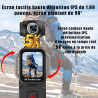 Générique Caméra d‘Action 5K, écran Tactile Rotatif de 1,69 Pouces, Objectif Grand Angle Rotatif 270° de Suivi Facial, Wi-FI, té