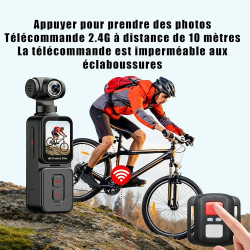 Générique Caméra d‘Action 5K, écran Tactile Rotatif de 1,69 Pouces, Objectif Grand Angle Rotatif 270° de Suivi Facial, Wi-FI, té