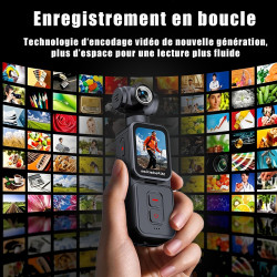 Générique Caméra d‘Action 5K, écran Tactile Rotatif de 1,69 Pouces, Objectif Grand Angle Rotatif 270° de Suivi Facial, Wi-FI, té