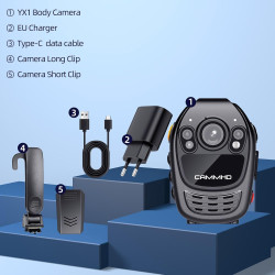CAMMHD 1440P YX1 64G Camera Pieton HD 12 Heures IP67 Caméra de Corps avec Vidéo et Audio Body Cam Vision Nocturne pour l'applica