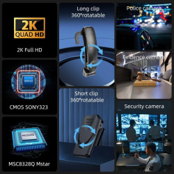 CAMMHD 1440P YX1 128G Camera Pieton HD 12 Heures IP67 Caméra de Corps avec Vidéo et Audio Body Cam Vision Nocturne pour l'applic