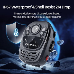 CAMMHD 1440P YX1 256G Camera Pieton HD 12 Heures IP67 Caméra de Corps avec Vidéo et Audio Body Cam Vision Nocturne pour l'applic