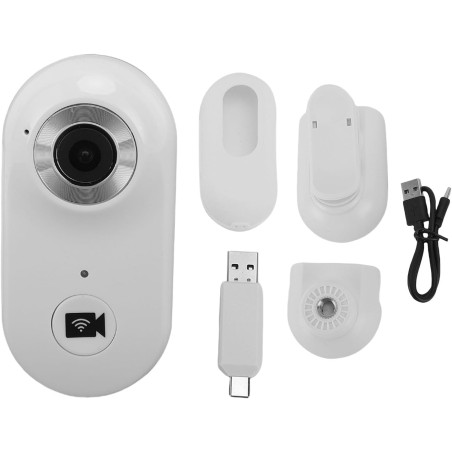 BuyWeek Caméra Corporelle WiFi 1080P, Mini Camera Sport Portable avec Connexion APP, Support Magnétique, Housse de Protection, C