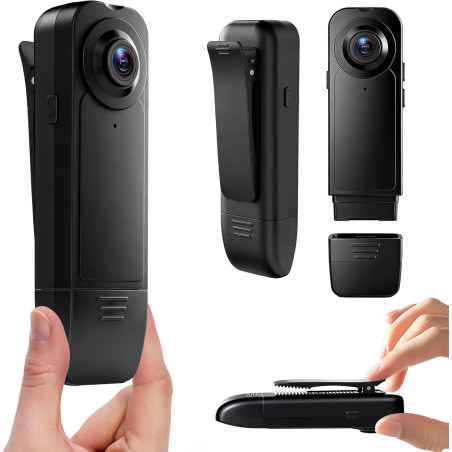 TANGMI Mini Camera Body, 7 Heures d'Utilisation Mains Libres Camera Pieton Portable, Vision Nocturne & 1080P HD Grand Angle 140°