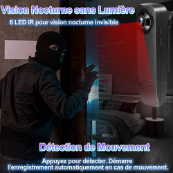 TANGMI Mini Camera Body, 7 Heures d'Utilisation Mains Libres Camera Pieton Portable, Vision Nocturne & 1080P HD Grand Angle 140°