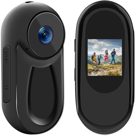 SHMIZZ Mini Caméra Sport 1080P, Camera d'Action Corporelles et Carte Mémoire 32 Go Camera, Mini Vlog Pocket Caméra Sport,120° Gr