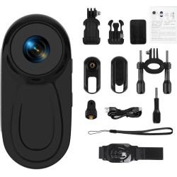 SHMIZZ Mini Caméra Sport 1080P, Camera d'Action Corporelles et Carte Mémoire 32 Go Camera, Mini Vlog Pocket Caméra Sport,120° Gr