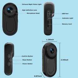 SHMIZZ Mini Caméra Sport 1080P, Camera d'Action Corporelles et Carte Mémoire 32 Go Camera, Mini Vlog Pocket Caméra Sport,120° Gr