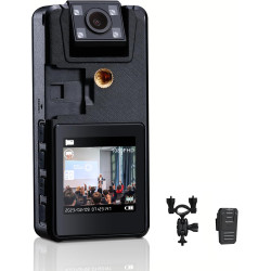 59GB Caméra Corporelle, 3000mAh Caméra de Corps avec Vision Nocturne IR, 1296P Caméscope Idéal pour Les Civils, Les Randonneurs 