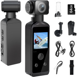 Caméra corporelle HD 5K avec audio et vidéo, caméra d'action sport avec objectif rotatif à 270°, caméra de vlogging pour voyage,