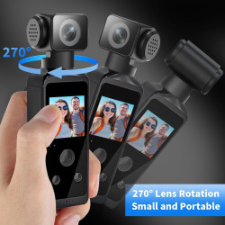 Caméra corporelle HD 5K avec audio et vidéo, caméra d'action sport avec objectif rotatif à 270°, caméra de vlogging pour voyage,