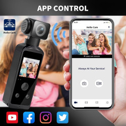 Caméra corporelle HD 5K avec audio et vidéo, caméra d'action sport avec objectif rotatif à 270°, caméra de vlogging pour voyage,