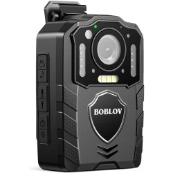 BOBLOV Caméra corporelle KJ25 1080P 256 Go, Batterie intégrée de 3000 mAh pour 13 Heures d'enregistrement vidéo avec Audio, Visi