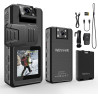 Caméra de Corps 1296P 64G, 4260mAh 20H Caméra Corporelle Video avec Audio, Objectif Rotatif à 180 Mini Pocket Boycam Police Port