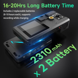 Caméra de Corps 1296P 64G, 4260mAh 20H Caméra Corporelle Video avec Audio, Objectif Rotatif à 180 Mini Pocket Boycam Police Port