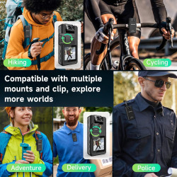 Caméra de Corps 1296P 64G, 4260mAh 20H Caméra Corporelle Video avec Audio, Objectif Rotatif à 180 Mini Pocket Boycam Police Port