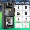 Caméra de Corps 1296P 64G, 4260mAh 20H Caméra Corporelle Video avec Audio, Objectif Rotatif à 180 Mini Pocket Boycam Police Port