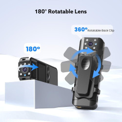 BOBLOV A26 Mini caméra corporelle 4K 64 go, Objectif Rotatif, Petites caméras corporelles avec Vision Nocturne, Enregistrement v