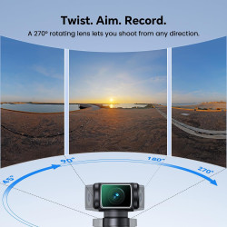 BOBLOV 5K W5 64 Go Caméra corporelle, avec Microphone Externe, Objectif Rotatif à 270 °, Bodycam EIS pour vlogging, réunion