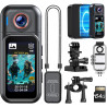 BOBLOV W3 Mini caméra étanche portable 64G avec écran tactile intelligent, 7 heures d'enregistrement avec station de charge, cli
