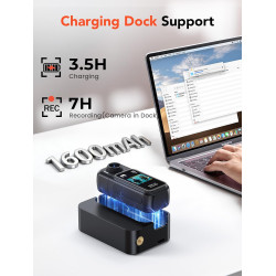 BOBLOV W3 Mini caméra étanche portable 64G avec écran tactile intelligent, 7 heures d'enregistrement avec station de charge, cli