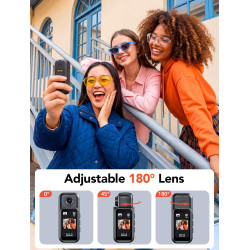 BOBLOV W3 Mini caméra étanche portable 64G avec écran tactile intelligent, 7 heures d'enregistrement avec station de charge, cli
