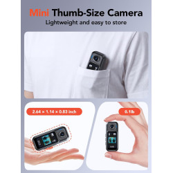 BOBLOV W3 Mini caméra étanche portable 64G avec écran tactile intelligent, 7 heures d'enregistrement avec station de charge, cli