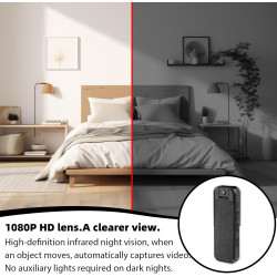 GOMETY Caméra Mini Portable WiFi 1080P, Petite Bodycam Caméra de Corps Caméra de Surveillance avec Objectif Rotatif à 180°, Mini