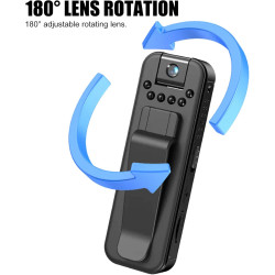 GOMETY Caméra Mini Portable WiFi 1080P, Petite Bodycam Caméra de Corps Caméra de Surveillance avec Objectif Rotatif à 180°, Mini