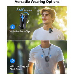 BOBLOV W4 Mini caméra corporelle portable avec clip rotatif à 360° et clip magnétique, 120 minutes pour enregistrement 1080p, fa