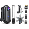 BOBLOV W4 Mini caméra corporelle portable avec clip rotatif à 360° et clip magnétique, 120 minutes pour enregistrement 1080p, fa